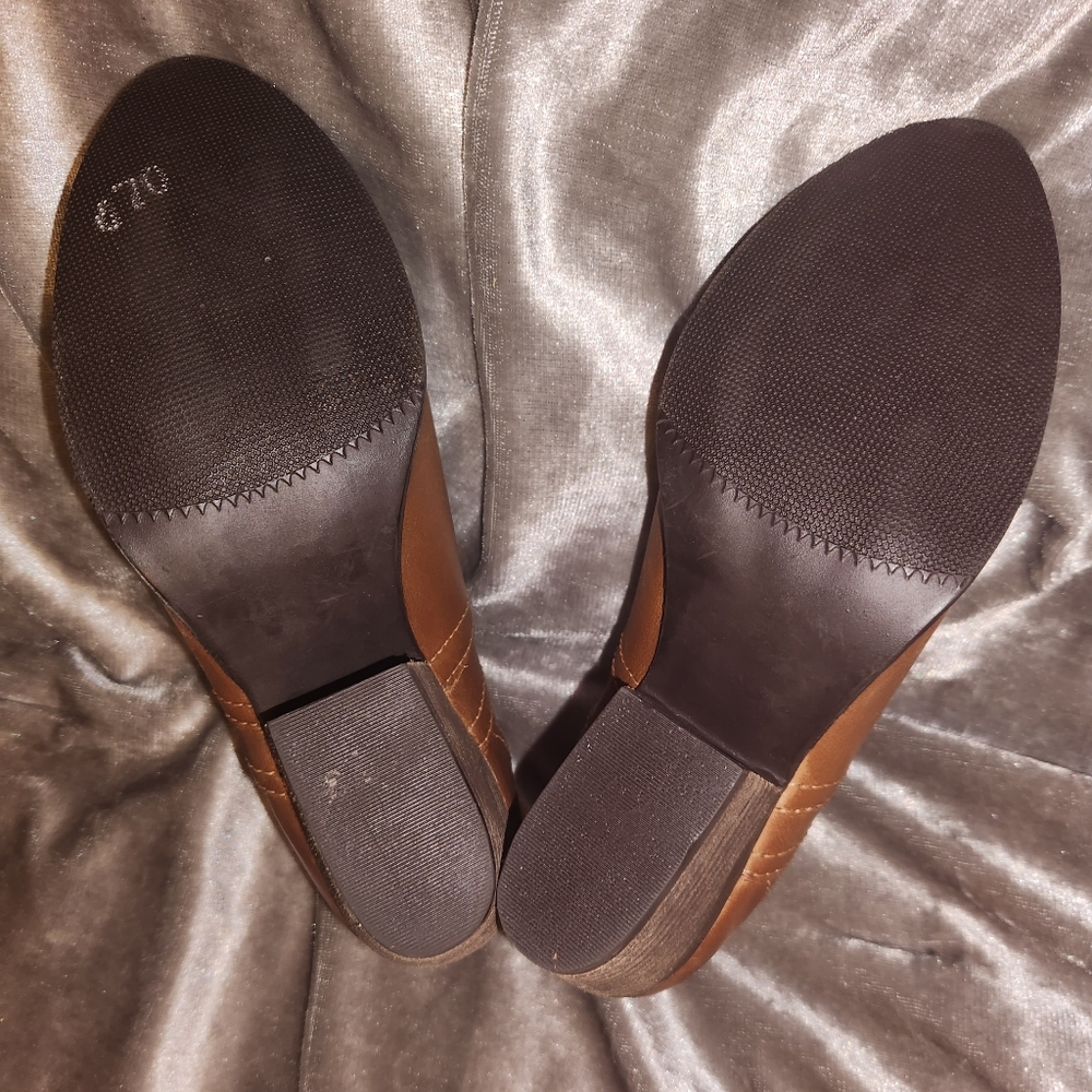 8.5M Aliee Steve Madden Brown Leather Ankle Boots, Round Toe, Designer - Picture 4 of 7